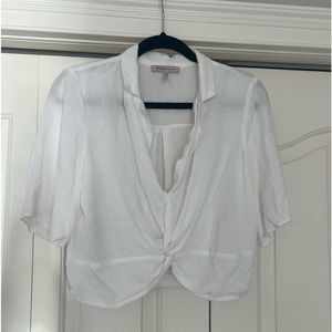 BCBGeneration Twist Front Cropped Blouse